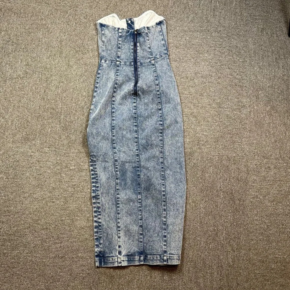 Misha Penina Revolve Strapless Midi Pencil Dress in Denim Blue Size US 2 - Picture 4 of 9